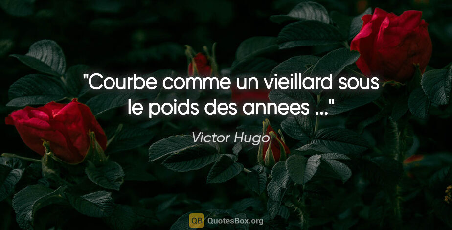 Victor Hugo citation: "Courbe comme un vieillard sous le poids des annees ..."