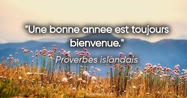 Proverbes islandais citation: "Une bonne annee est toujours bienvenue."