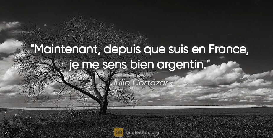 Julio Cortázar citation: "Maintenant, depuis que suis en France, je me sens bien argentin."
