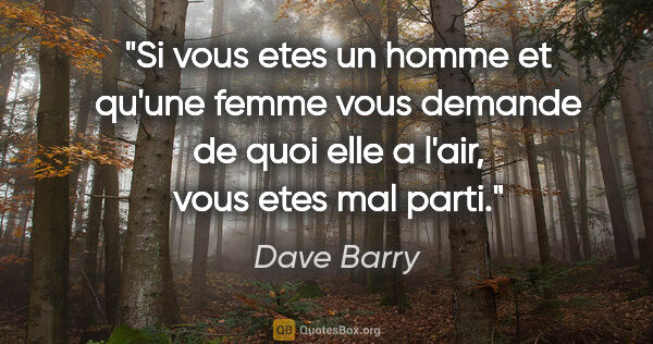 Dave Barry citation: "Si vous etes un homme et qu'une femme vous demande de quoi..."