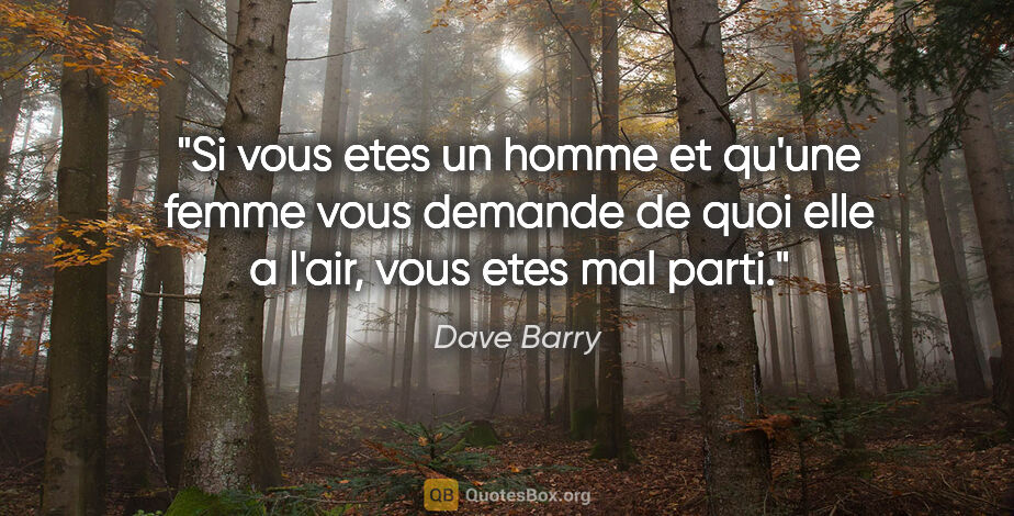 Dave Barry citation: "Si vous etes un homme et qu'une femme vous demande de quoi..."