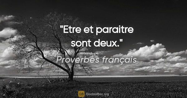 Proverbes français citation: "Etre et paraitre sont deux."
