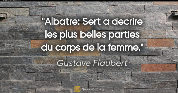 Gustave Flaubert citation: "Albatre: Sert a decrire les plus belles parties du corps de la..."