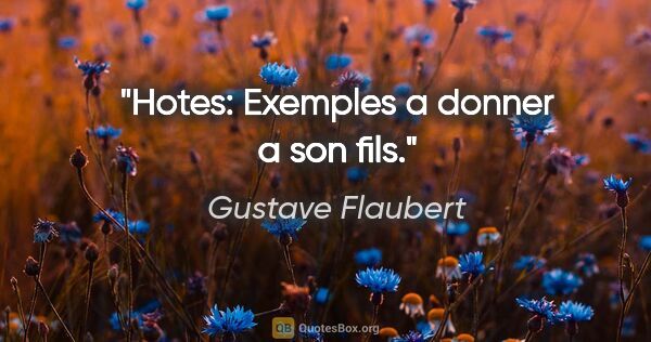 Gustave Flaubert citation: "Hotes: Exemples a donner a son fils."