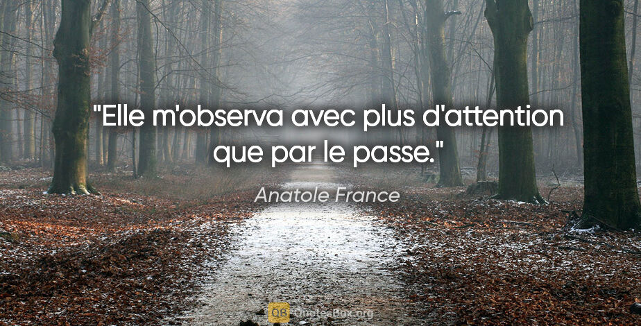 Anatole France citation: "Elle m'observa avec plus d'attention que par le passe."