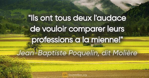 Jean-Baptiste Poquelin, dit Molière citation: "Ils ont tous deux l'audace de vouloir comparer leurs..."