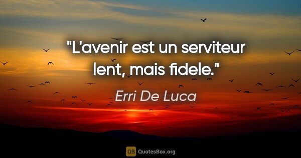 Erri De Luca citation: "L'avenir est un serviteur lent, mais fidele."