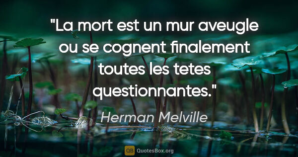 Herman Melville citation: "La mort est un mur aveugle ou se cognent finalement toutes les..."