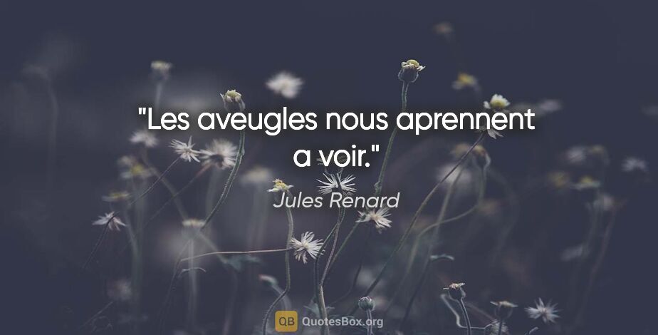 Jules Renard citation: "Les aveugles nous aprennent a voir."