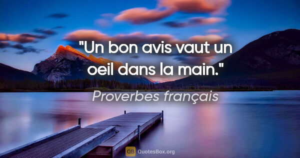 Proverbes français citation: "Un bon avis vaut un oeil dans la main."