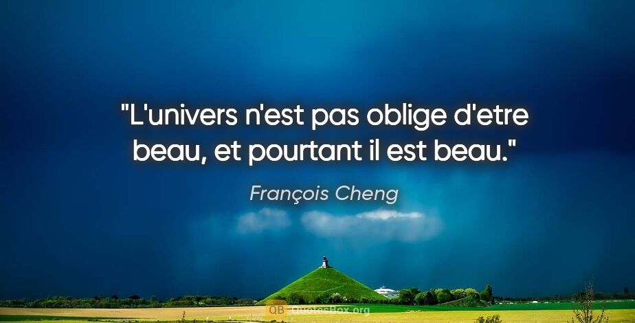 François Cheng citation: "L'univers n'est pas oblige d'etre beau, et pourtant il est beau."