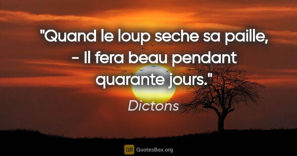 Dictons citation: "Quand le loup seche sa paille, - Il fera beau pendant quarante..."