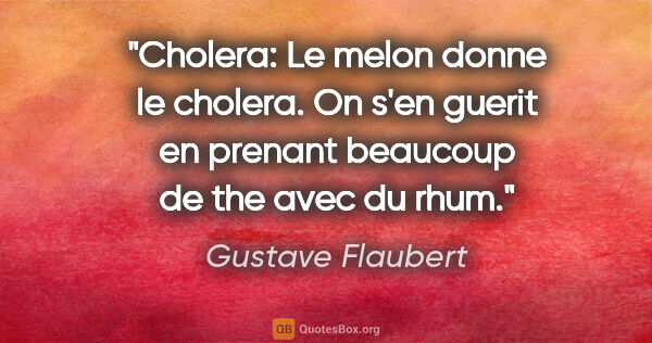 Gustave Flaubert citation: "Cholera: Le melon donne le cholera. On s'en guerit en prenant..."