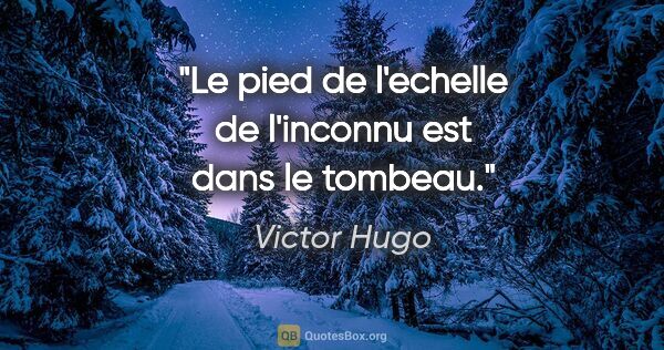Victor Hugo citation: "Le pied de l'echelle de l'inconnu est dans le tombeau."