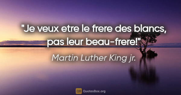 Martin Luther King jr. citation: "Je veux etre le frere des blancs, pas leur beau-frere!"