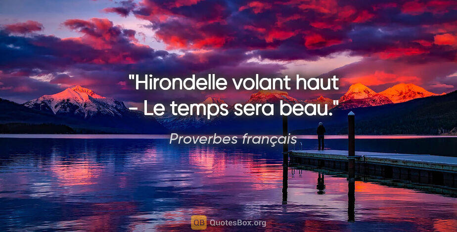 Proverbes français citation: "Hirondelle volant haut - Le temps sera beau."