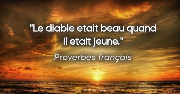 Proverbes français citation: "Le diable etait beau quand il etait jeune."