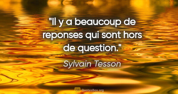 Sylvain Tesson citation: "Il y a beaucoup de reponses qui sont hors de question."