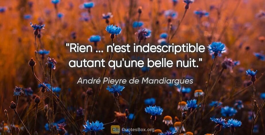 André Pieyre de Mandiargues citation: "Rien ... n'est indescriptible autant qu'une belle nuit."