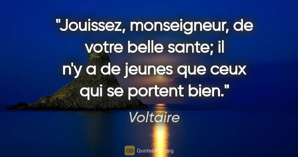 Voltaire citation: "Jouissez, monseigneur, de votre belle sante; il n'y a de..."