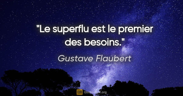 Gustave Flaubert citation: "Le superflu est le premier des besoins."