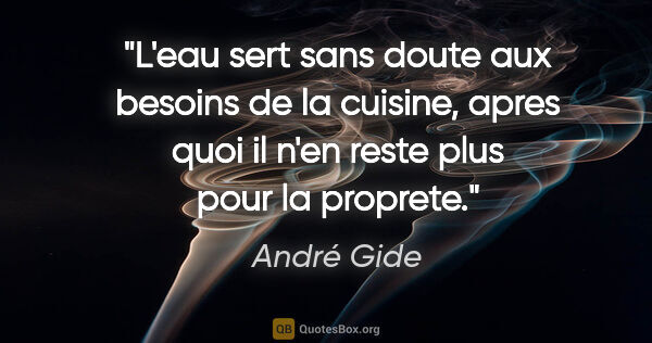 André Gide citation: "L'eau sert sans doute aux besoins de la cuisine, apres quoi il..."