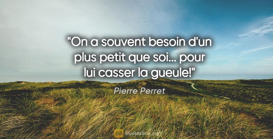 Pierre Perret citation: "On a souvent besoin d'un plus petit que soi... pour lui casser..."
