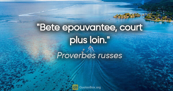 Proverbes russes citation: "Bete epouvantee, court plus loin."