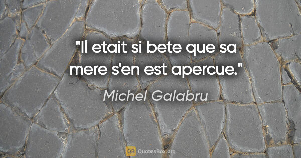 Michel Galabru citation: "Il etait si bete que sa mere s'en est apercue."