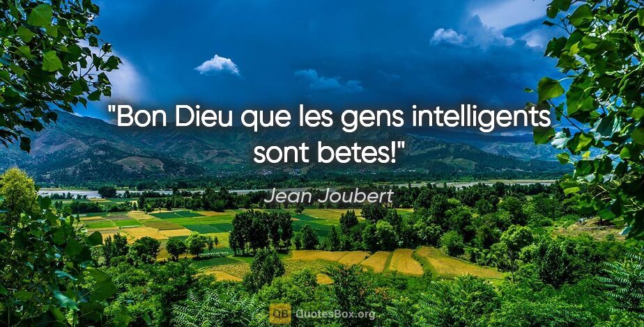 Jean Joubert citation: "Bon Dieu que les gens intelligents sont betes!"