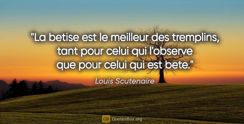 Louis Scutenaire citation: "La betise est le meilleur des tremplins, tant pour celui qui..."