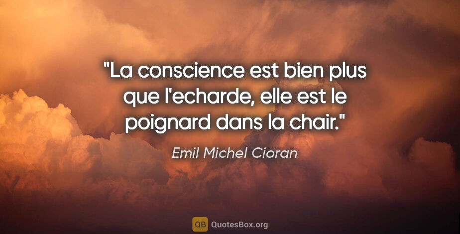 Emil Michel Cioran citation: "La conscience est bien plus que l'echarde, elle est le..."