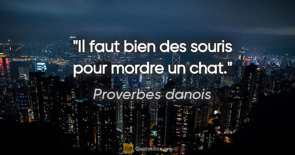 Proverbes danois citation: "Il faut bien des souris pour mordre un chat."