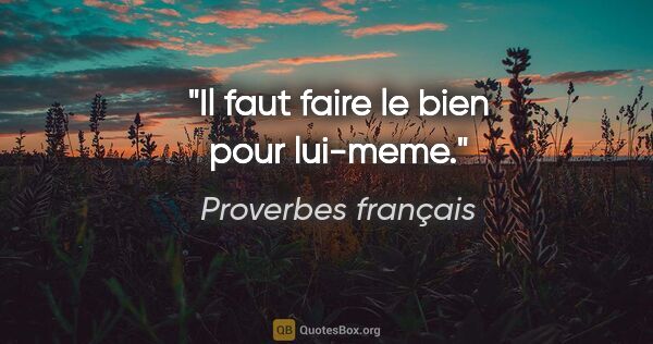 Proverbes français citation: "Il faut faire le bien pour lui-meme."