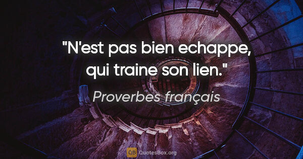 Proverbes français citation: "N'est pas bien echappe, qui traine son lien."
