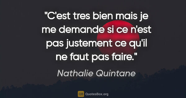 Nathalie Quintane citation: "C'est tres bien mais je me demande si ce n'est pas justement..."