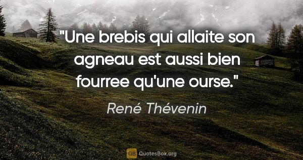 René Thévenin citation: "Une brebis qui allaite son agneau est aussi bien fourree..."