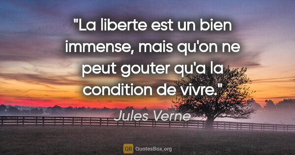 Jules Verne citation: "La liberte est un bien immense, mais qu'on ne peut gouter qu'a..."