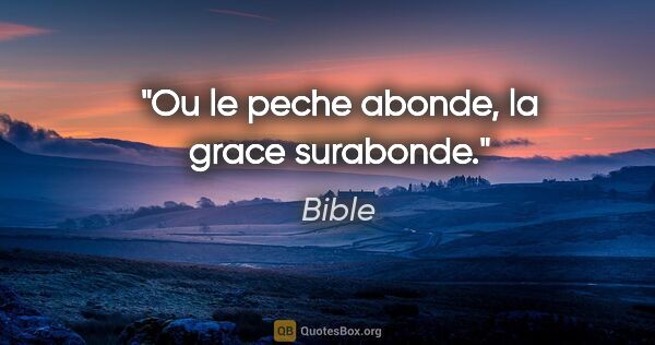 Bible citation: "Ou le peche abonde, la grace surabonde."