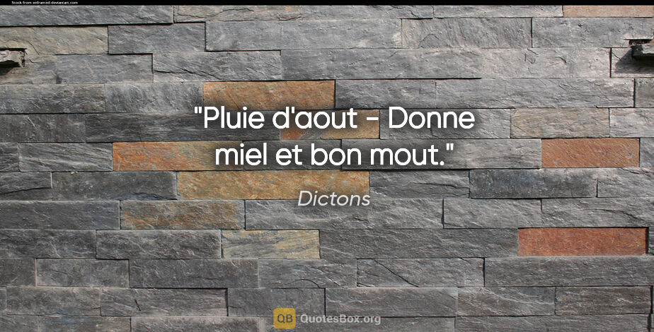 Dictons citation: "Pluie d'aout - Donne miel et bon mout."