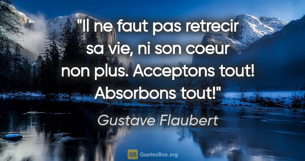 Gustave Flaubert citation: "Il ne faut pas retrecir sa vie, ni son coeur non plus...."