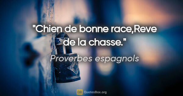 Proverbes espagnols citation: "Chien de bonne race,Reve de la chasse."