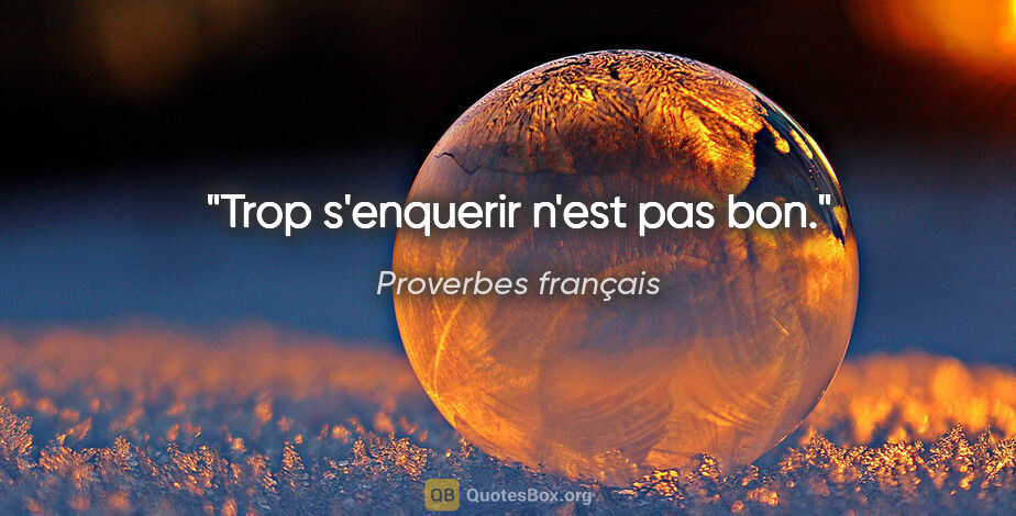 Proverbes français citation: "Trop s'enquerir n'est pas bon."
