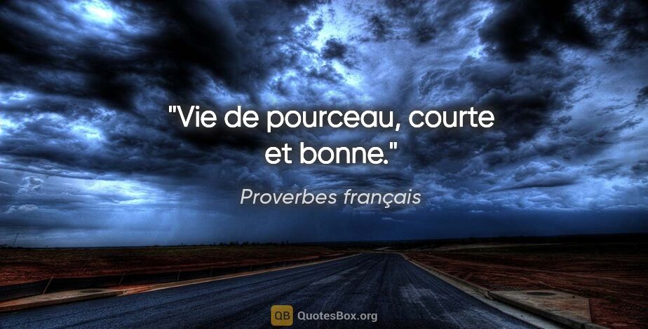 Proverbes français citation: "Vie de pourceau, courte et bonne."