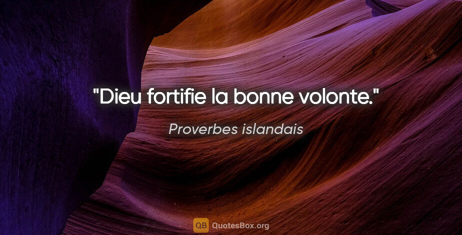Proverbes islandais citation: "Dieu fortifie la bonne volonte."
