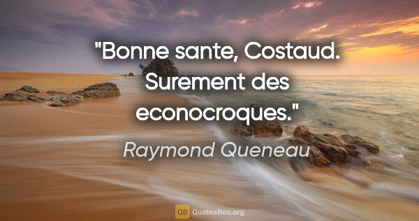 Raymond Queneau citation: "Bonne sante, Costaud. Surement des econocroques."