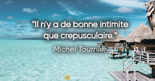 Michel Tournier citation: "Il n'y a de bonne intimite que crepusculaire."