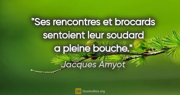 Jacques Amyot citation: "Ses rencontres et brocards sentoient leur soudard a pleine..."