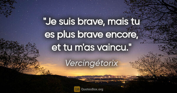 Vercingétorix citation: "Je suis brave, mais tu es plus brave encore, et tu m'as vaincu."