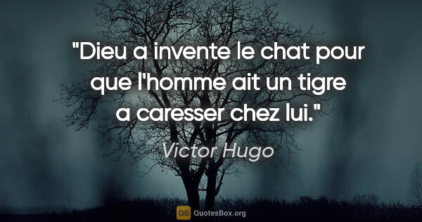 Victor Hugo citation: "Dieu a invente le chat pour que l'homme ait un tigre a..."